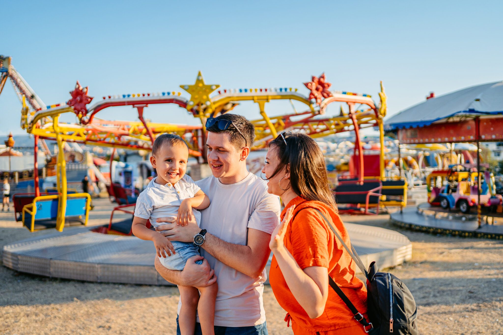 Happy family at funfair