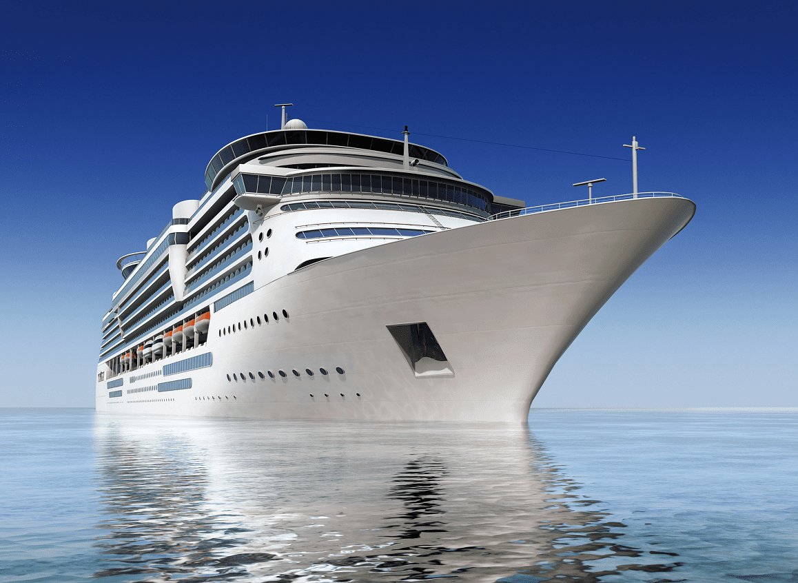 Luxury liner sailing under clear sky